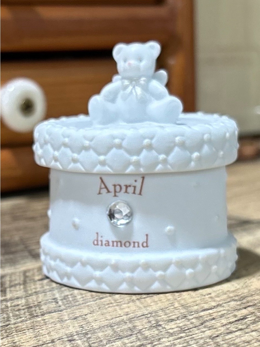 Vintage Russ Berrie "April Diamond" Trinket Box